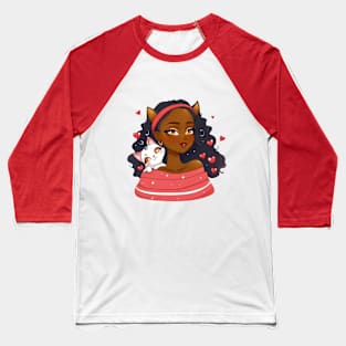 girl and cat Baseball T-Shirt